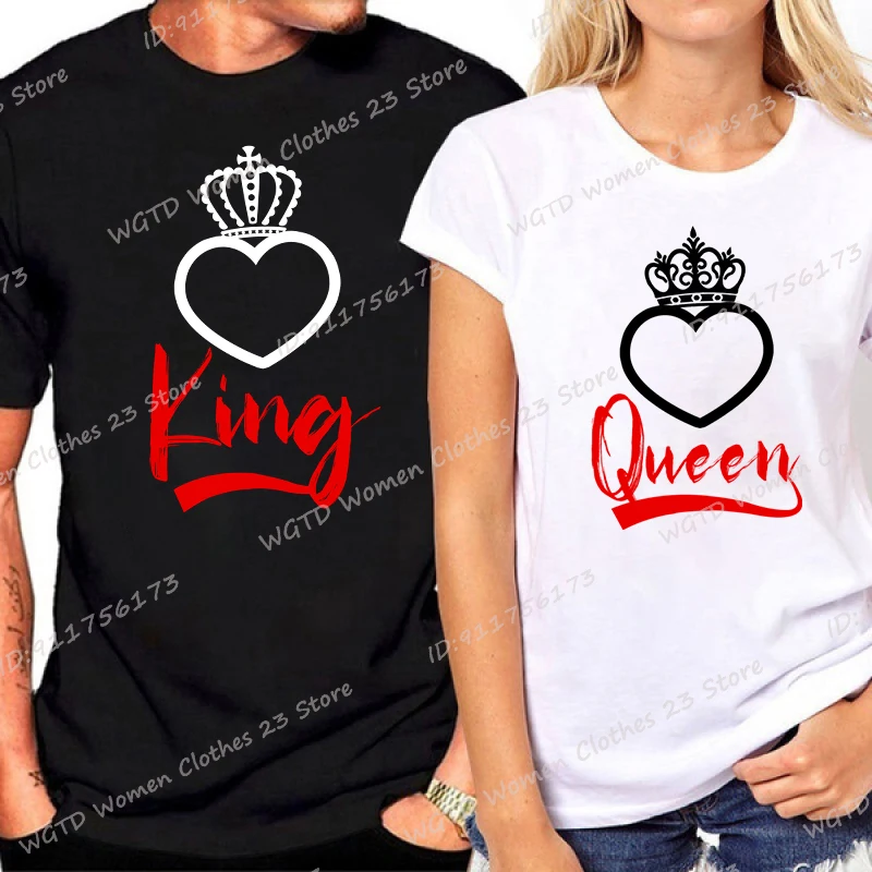 

Matching T-shirts For Couples His & Her Couples King And Queen Graphic Tee Shirt Men Women Funny T-Shirts Valentine's Day Outfit