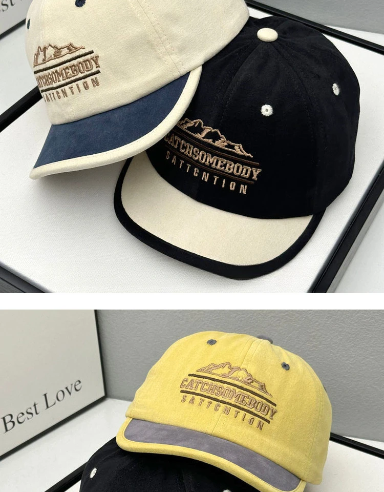 Parent-child Letter Short Brim Baseball Cap Women's Spring and Summer New Korean Versatile Cap Men's Soft Top Sunscreen Visor