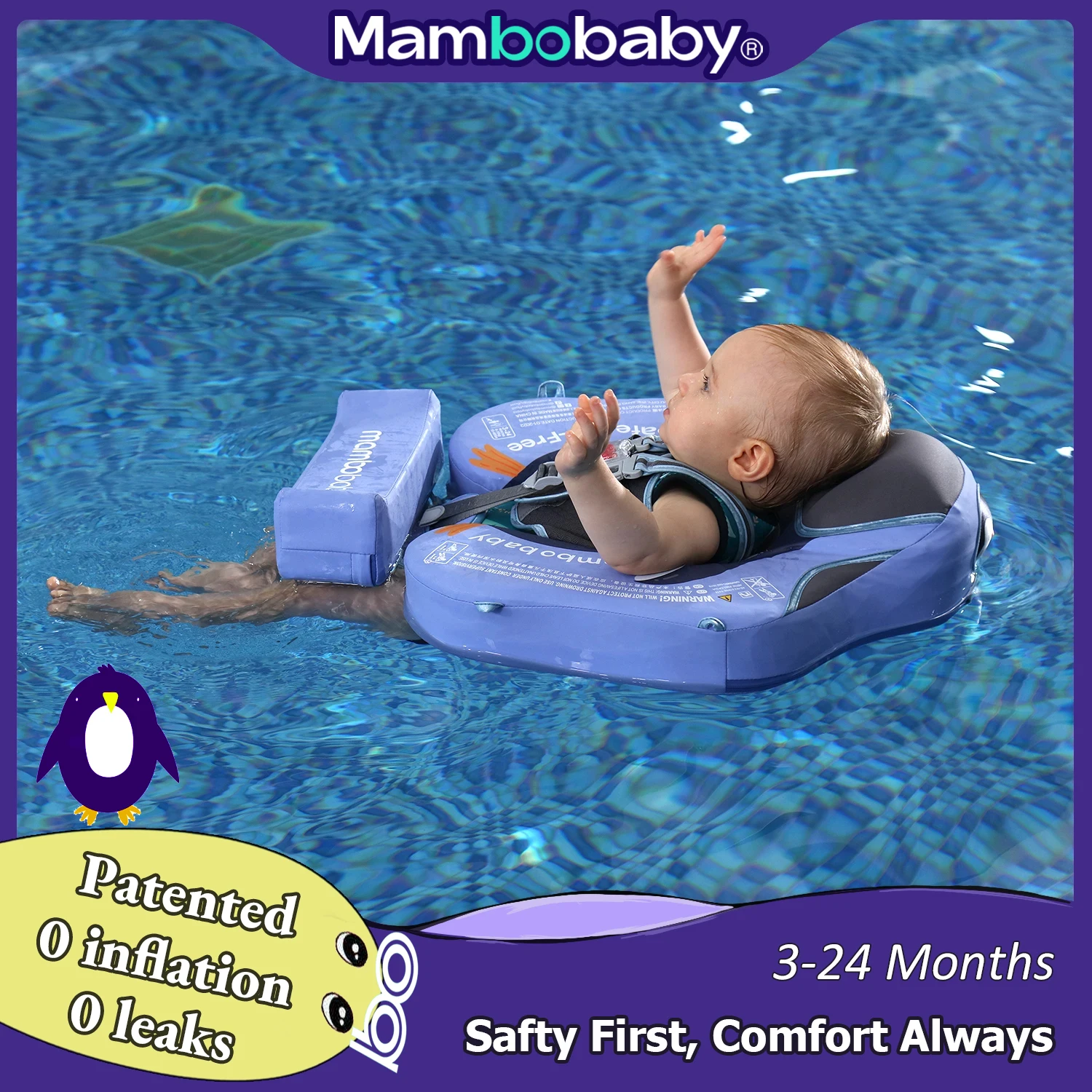 Mambobaby Baby Pool Float Blackproof Pool Mat For Infant Non-Inflatable Natation Buoy With Parasol Beach Toys For 3-24 Months