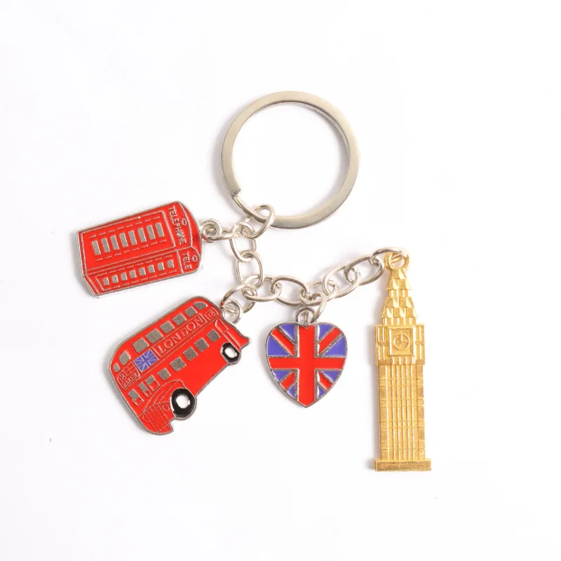 Royal Family Commemorative Keychain - Vintage British Queen Elizabeth II Portrait Coins & 3D Big Ben Keyring - London Tourist So
