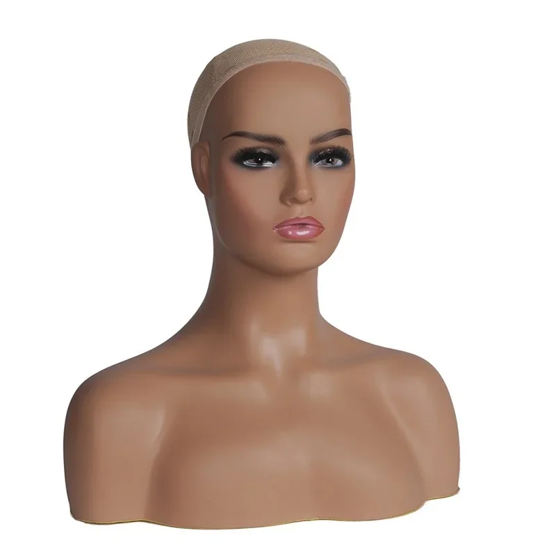 Realistic Female Mannequin Dummy Head with Shoulders for Wig Jewelry and Hats Display