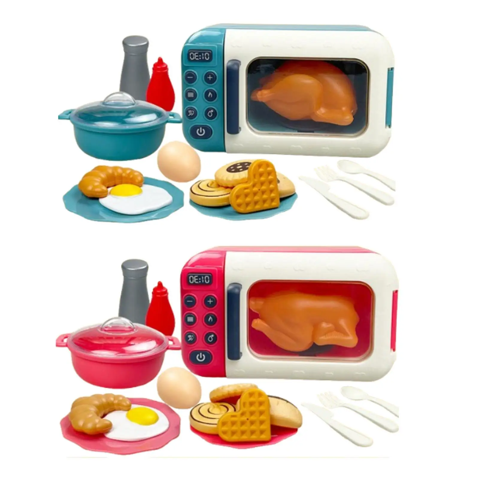 17x أطفال التظاهر اللعب الميكروويف أواني الطبخ هدايا التعلم ديكور تفاعلي اكسسوارات المطبخ لهدايا عيد الميلاد