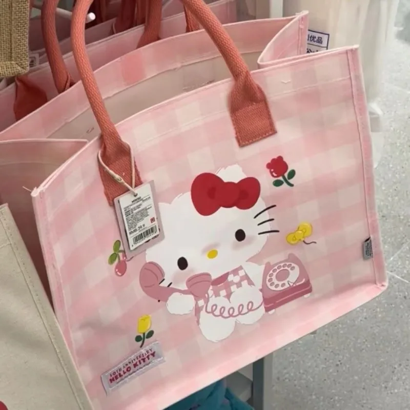 Sanrios 50th Anniversary Hellokittys Tablet Cute Large Capacity Anniversary Storage Bag Anime Kawaii Cartoon Portable Canvas Bag