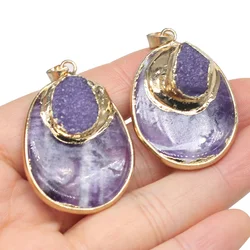 Natural Stone Pendants Amethyst Drop Shape Crystal Cluster Exquisite Charms For Jewelry Making DIY Bracelet Necklace Accessories