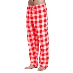 Men´s Casual Cotton Pajama Long Pant Soft Comfortable Loose Elastic Waistband Plaid Cozy Sleepwear Home Lounge Fashion Pants