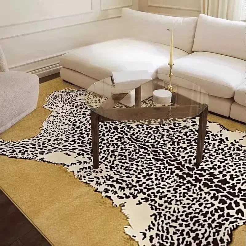 Living Room Carpet Comfortable Loop-pile Rug American Retro Simple Green Pink Leopard Print Bedroom Floor Mat Home Decor Rugs