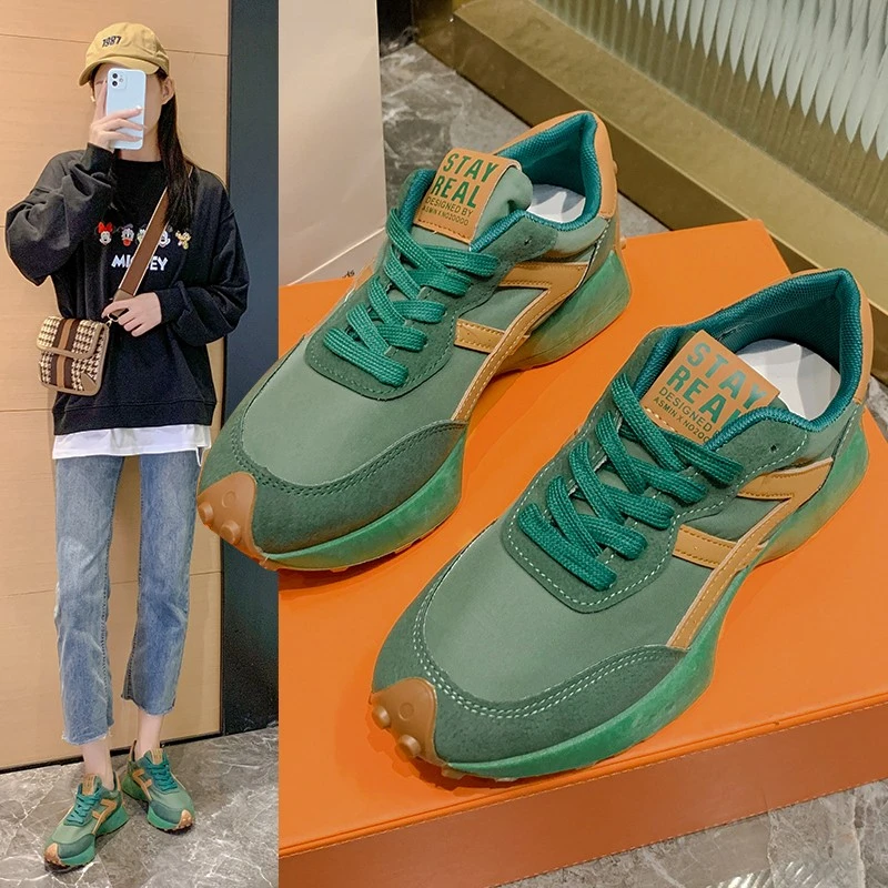 Luxury Platform Shoes New Leisure Anti-slip Green Running Fashion Designer Shoes Sports Leather Womens Sneakers Fashion Shoes