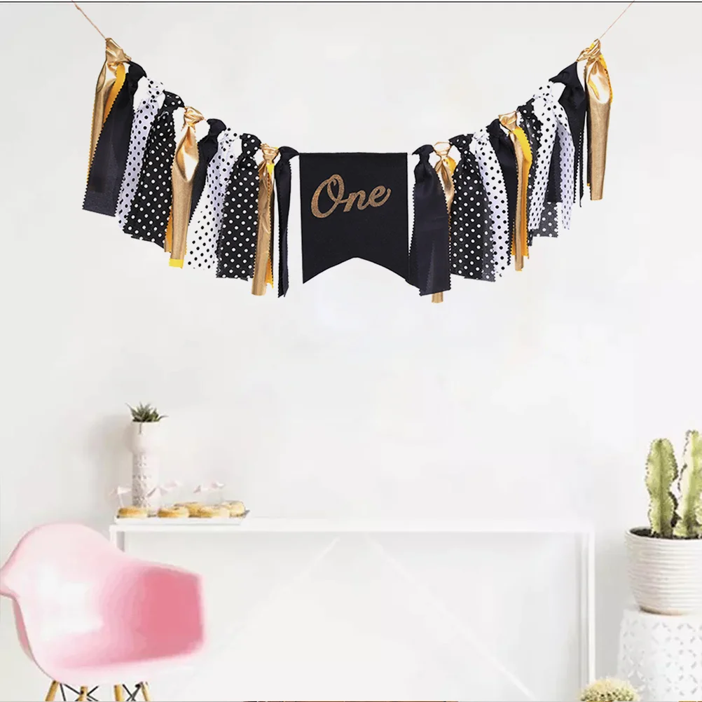 

Premium 2M Happy Birthday High Chair Banner Natural Cotton Linen Garland Rustic Bunting for 1St Birthday Party Decor Photo