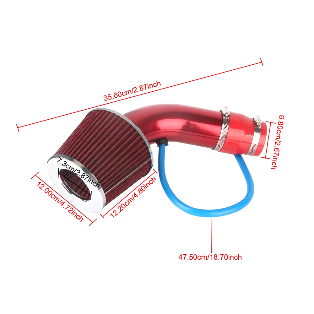 Universal Car Cold Air Intake System Car Accessories Aluminum With Air Filter 76mm/3Inch Turbo Induction Pipe Tube Kit