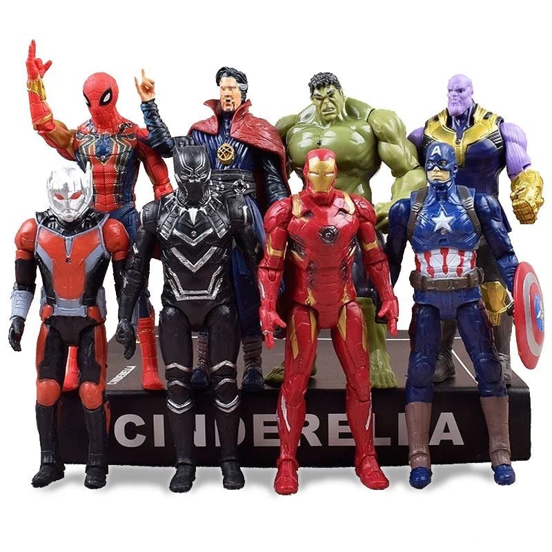 Avengers Hero Iron Man Spider Man Captain Marvel Thanos Deadpool Hulk Loki Action Figures Model Dolls Christmas Gifts Kids Toys