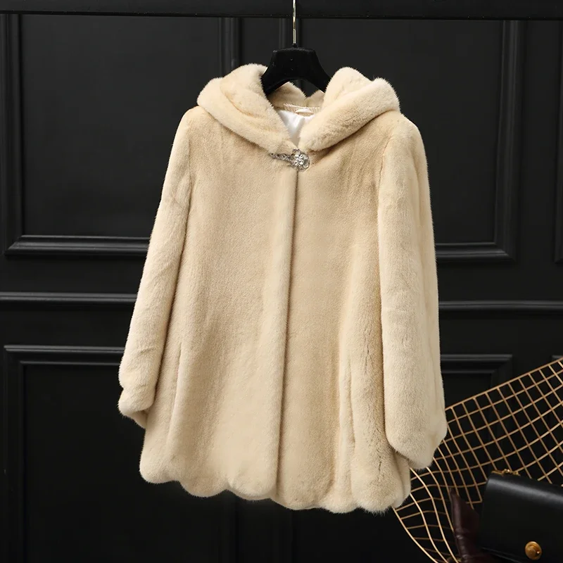 

Tcyeek Natural Mink Fur Coat Female Whole Mink Winter Jacket 2024 Warm Women's Fur Coat Hooded Real Fur Jackets Fourrure Femme