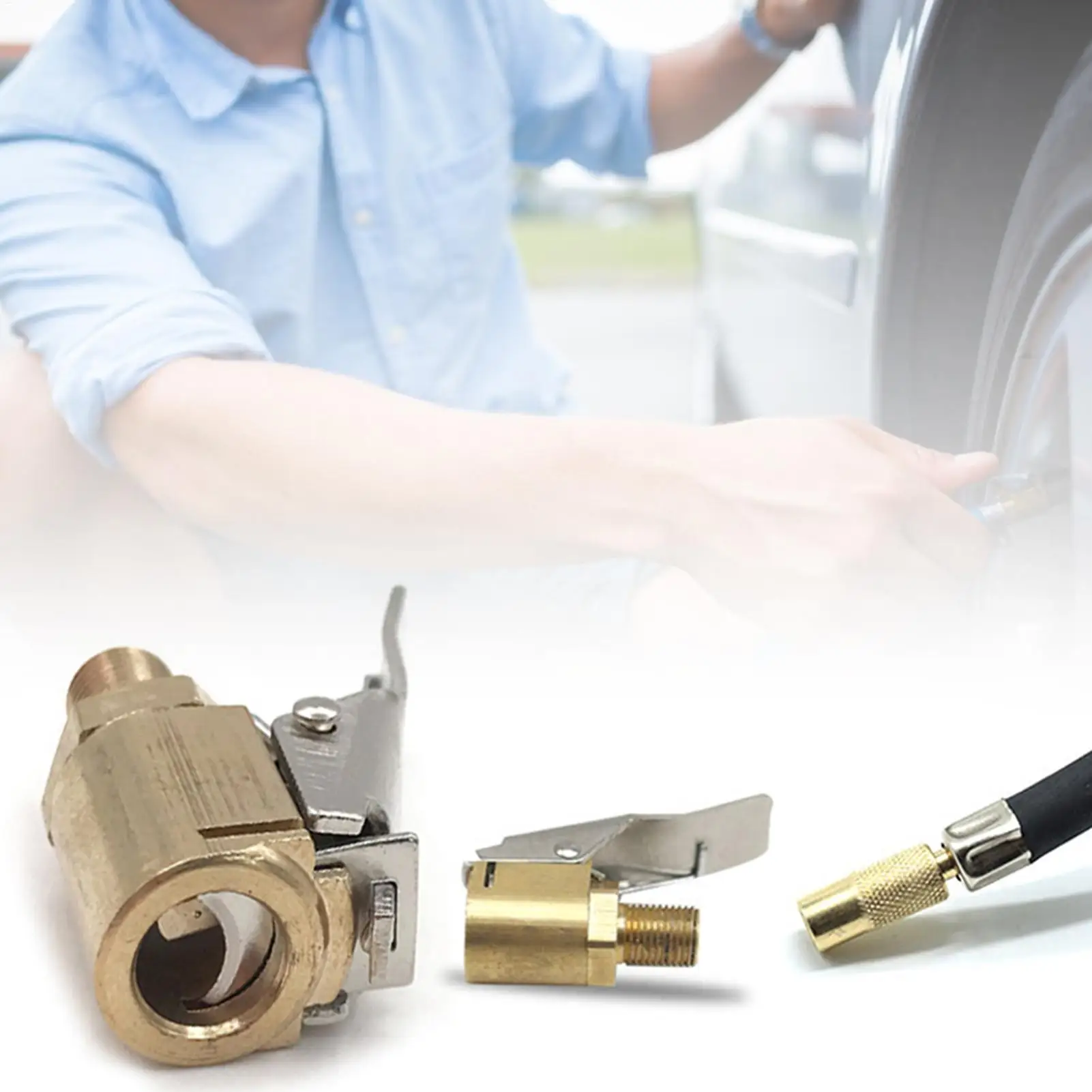 

Professional Brass Tire Inflator Air Chuck, Prestas/Schraders Valve Adapter For Auto & Bicycle, Car Wheel Pump Accessories
