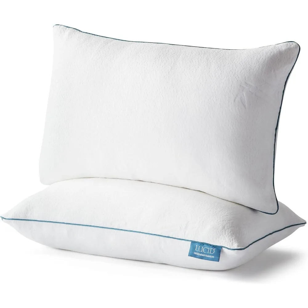 

Premium Shredded Memory Foam Pillow - Hypoallergenic - Moldable Loft - 2 Pack - Queen, White