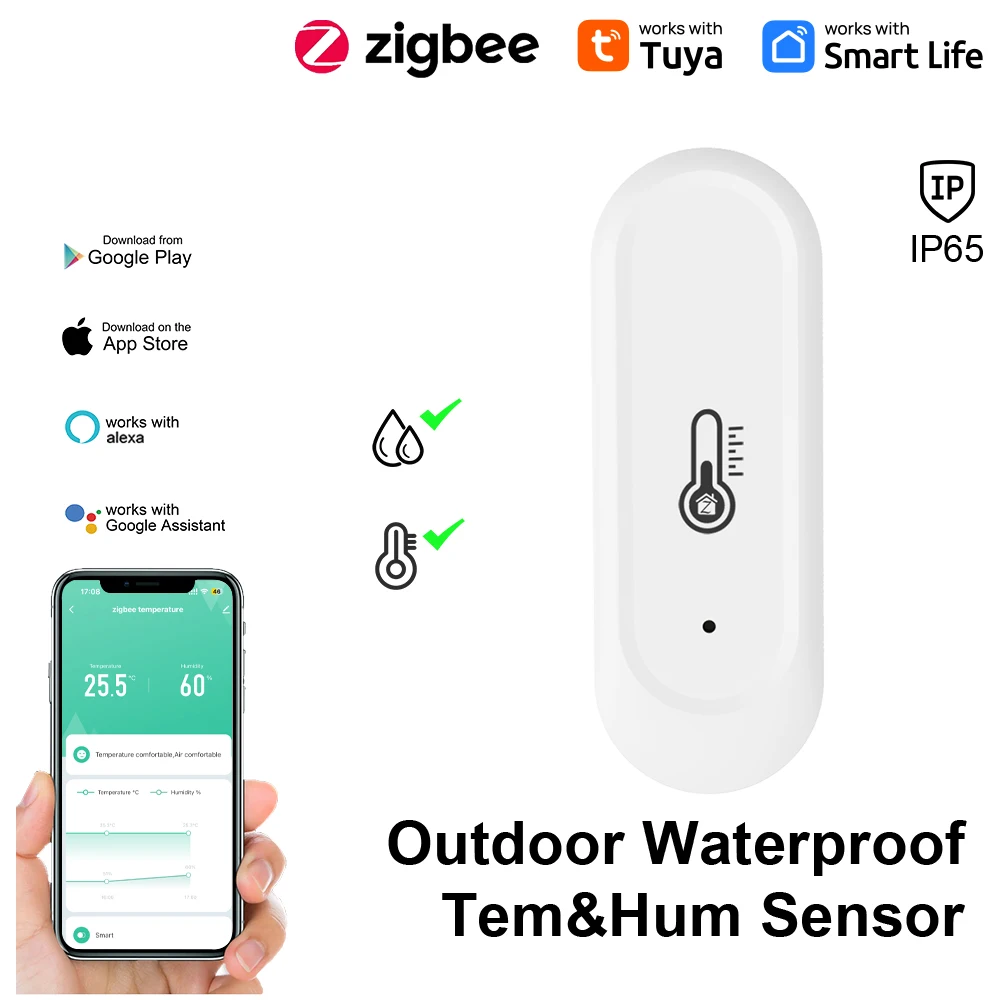 IP65 wasserdichter Tuya WiFi-Temperatur- und Luftfeuchtigkeitssensor für den Innen- und Außenbereich, Heimthermometer, kompatibel mit Alexa Google Home Voice – Detail 16
