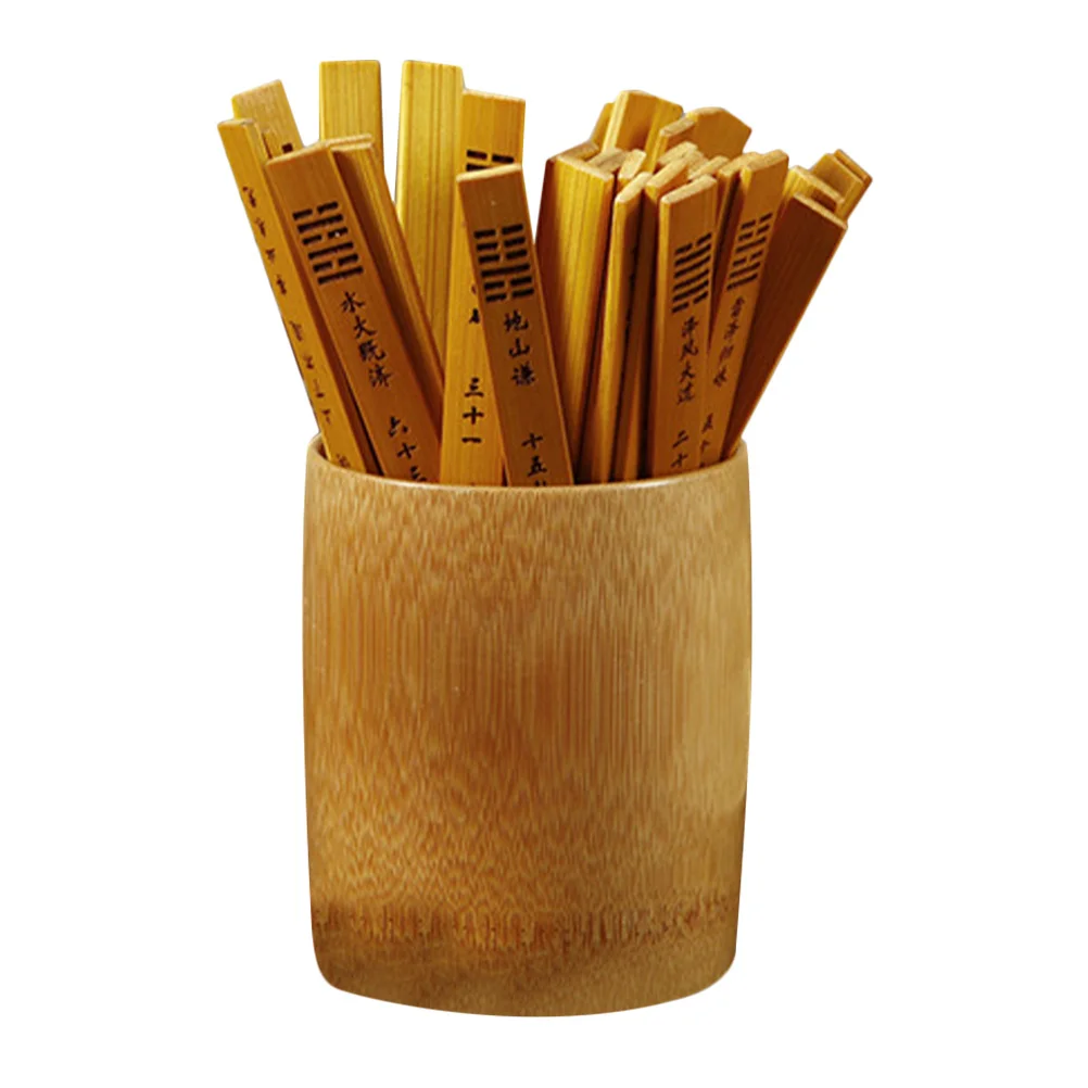 

1Set Chinese Divination Game Bamboo Sticks with Bucket Vintage Style Divination Prop for Home Temple Office Use Beginner