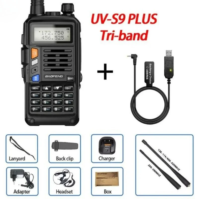 BAOFENG UV-S9 Plus V1 V2 10 واط قوي محمول باليد UHF VHF ثنائي النطاق 16 كجم طويل المدى مقاوم للماء لاسلكي تخاطب لحم الخنزير اتجاهين راديو