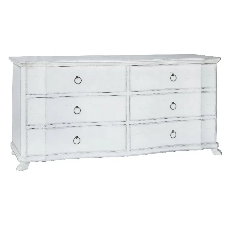 

+Custom French Antiqued Solid Wood Storage Dressers 6 Drawers Bedroom Furniture Chest