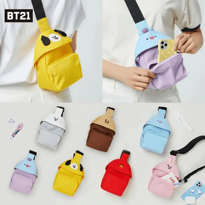 Kawaii أنيمي Bt21 جديد صغير قطري حقيبة كروس Y2K طالب لطيف حقيبة كتف متعددة الوظائف على ظهره