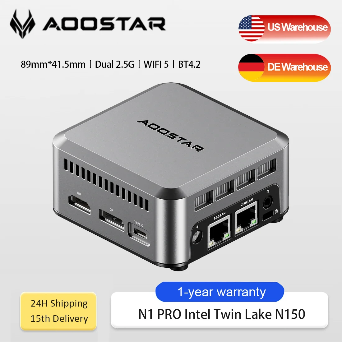 AOOSTAR N1 Pro Mini PC Intel N150 Windows 11 Pocket Mini PC 12GB DDR5 Full-featured Tpye-C 4K 60Hz 2.5G LAN*2 Pocket Computer