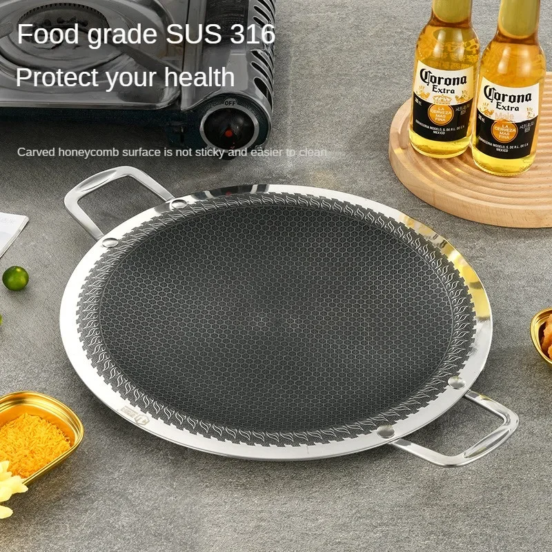 

316 Stainless Steel Frying Pan Fried Steak Non Stick Pan Thickened Cooking Pot Compatible with All Kinds of Stoves and Oven Safe