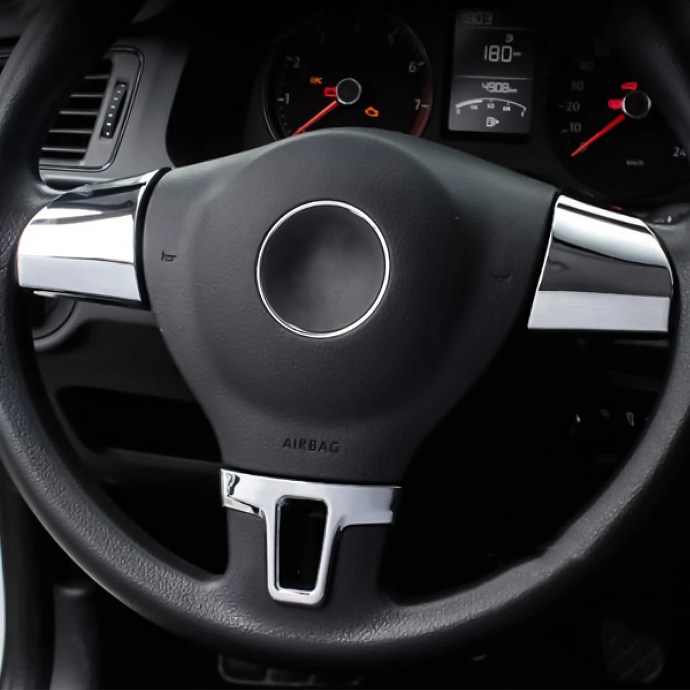Pegatina de cubierta de Panel de volante para Volkswagen, accesorios de estilo de coche, VW, Golf, Bora, Polo, Jetta, Eos, Touran, Caddy, Juego de 3 piezas