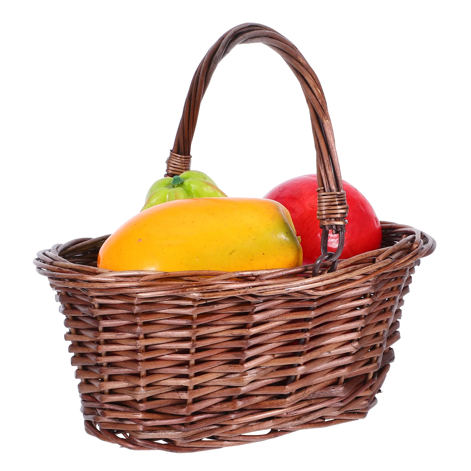 

Picnic Basket with Carry Baskets Handles Manual Gathering Fruit Holder Wicker Garden Harvest