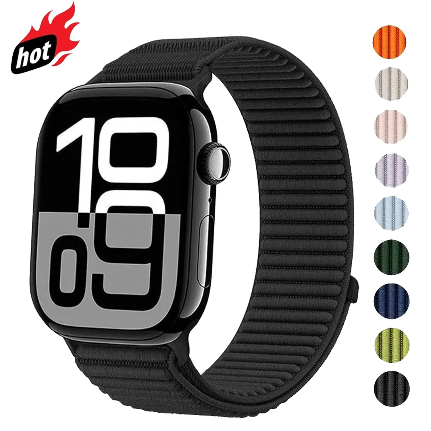 Nylon-Schlaufenarmband für Apple Watch 46mm 42mm 45mm 44mm 40mm 41mm 49mm Armband für iWatch Series 11 10 9 8 7 6 SE3 Ultra 2