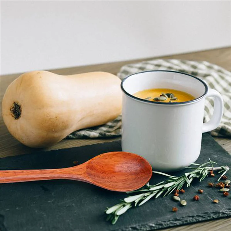 

AT02-Wooden Spoons, 12 Pieces Wood Soup Spoons For Eating Mixing Stirring, Long Handle Spoon Kitchen Utensil