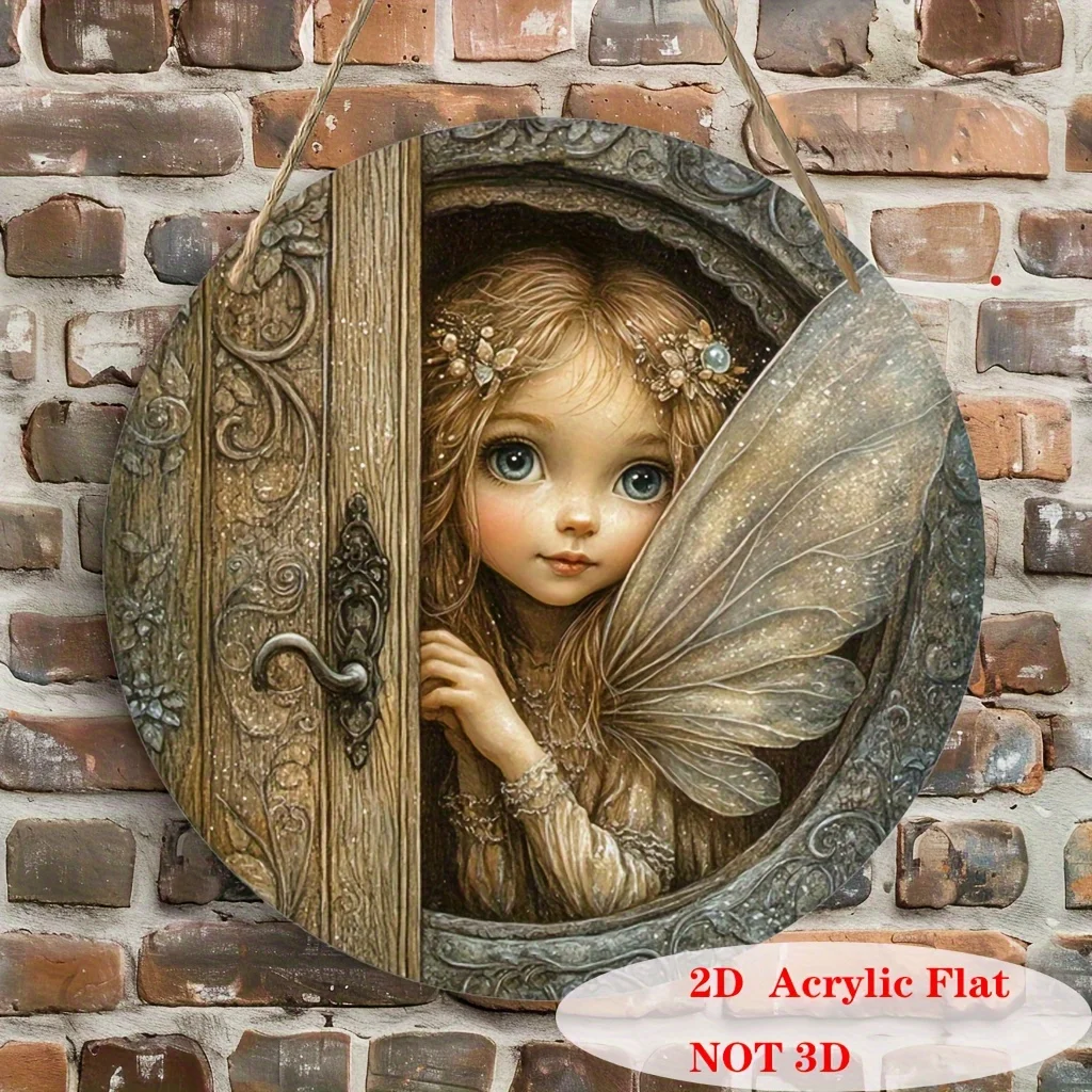 2D Flat, 1pc Magical Fairy Tale Wooden 2D Flat Fairy Ornament with Peeking Fairy, Moving Eyes and Wings Design, Home/Garden/Part