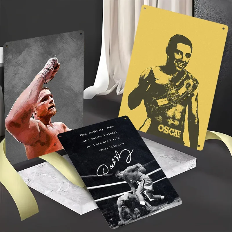 Oscar De La Hoya Boxer Metal Posters Custom Vintage Metal Signs Wall Art Retro Tin Plaque for Man Cave Home Decorations House
