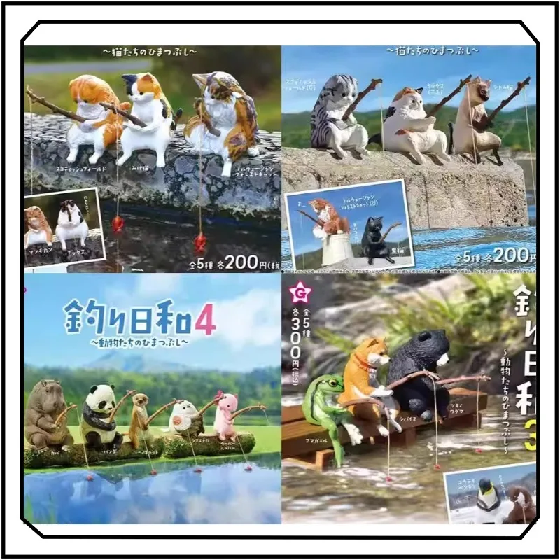 

Cat Goes Fishing Gashapon Cute Creativity Fishing Desktop Collect Ornaments in Shelf