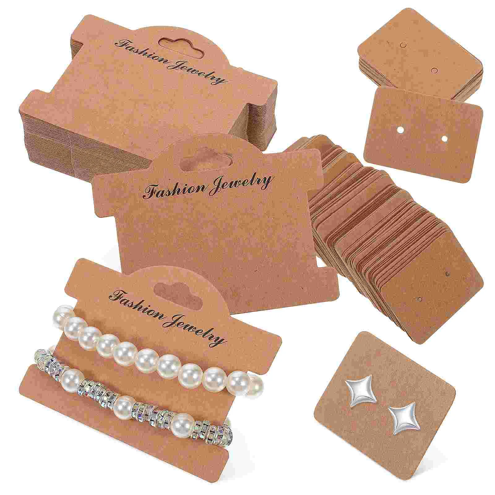 

200 Pcs Jewelry Display Card Kraft Paper Bracelet Earring Packaging Tags for Retail Shows Fairs Lasting Thick Storage