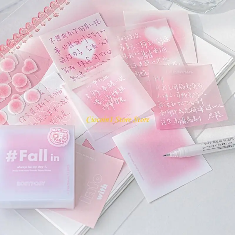 Adhesive Memos Pad Lovely Sticky Note Simple Note Pads Dreamy Gradient Colored Writing Pad School Office Accessories