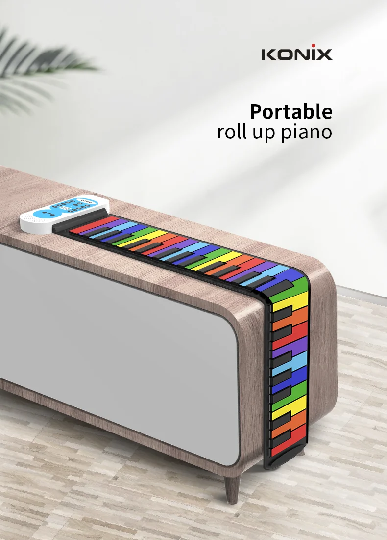 Piano Electrónico de silicona para niños, Piano colorido de 49 teclas, protección del medio ambiente, resistente al agua, instrumentos de juguete para niños