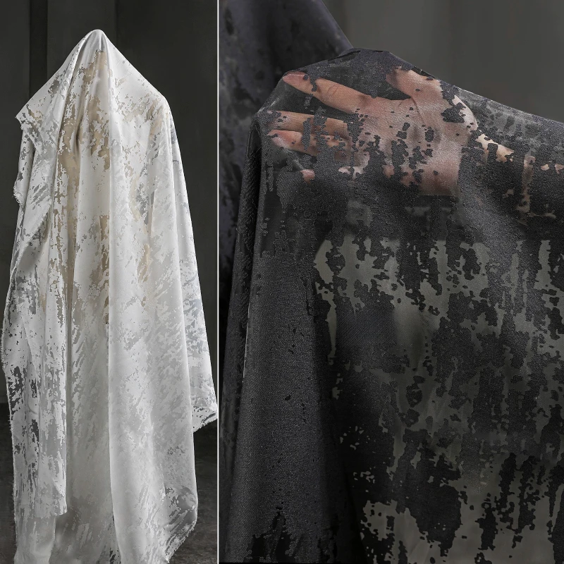 

Выжженный цветок, полупрозрачный светлый тюль, вогнуто-выпуклая текстура, белая рубашка, кардиган, платье, дизайнерская ткань для одежды