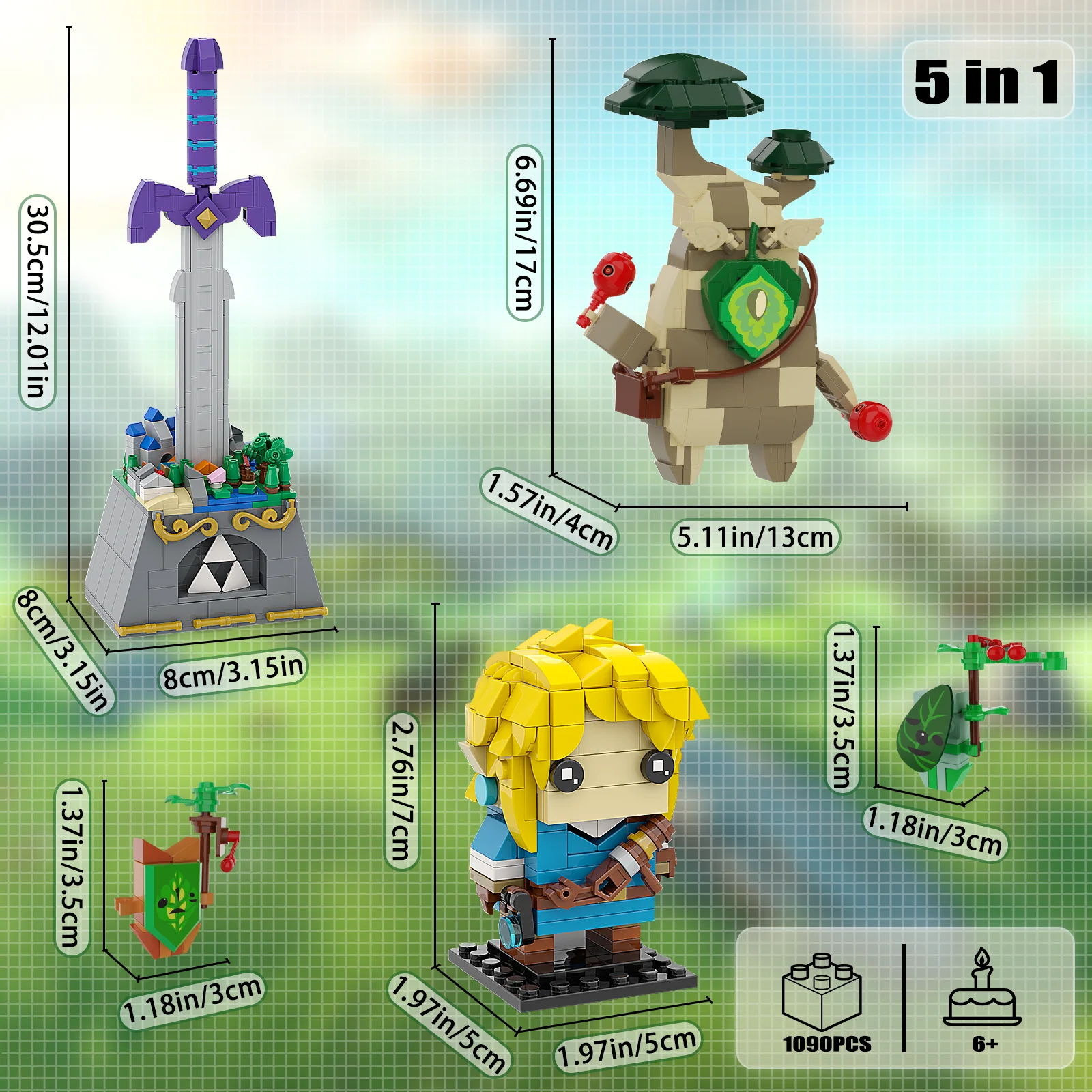 Ensembles de blocs de construction Link & Master Sword pour adultes et enfants, kit de construction Link, figurine Ocarina of Time, série de jeux