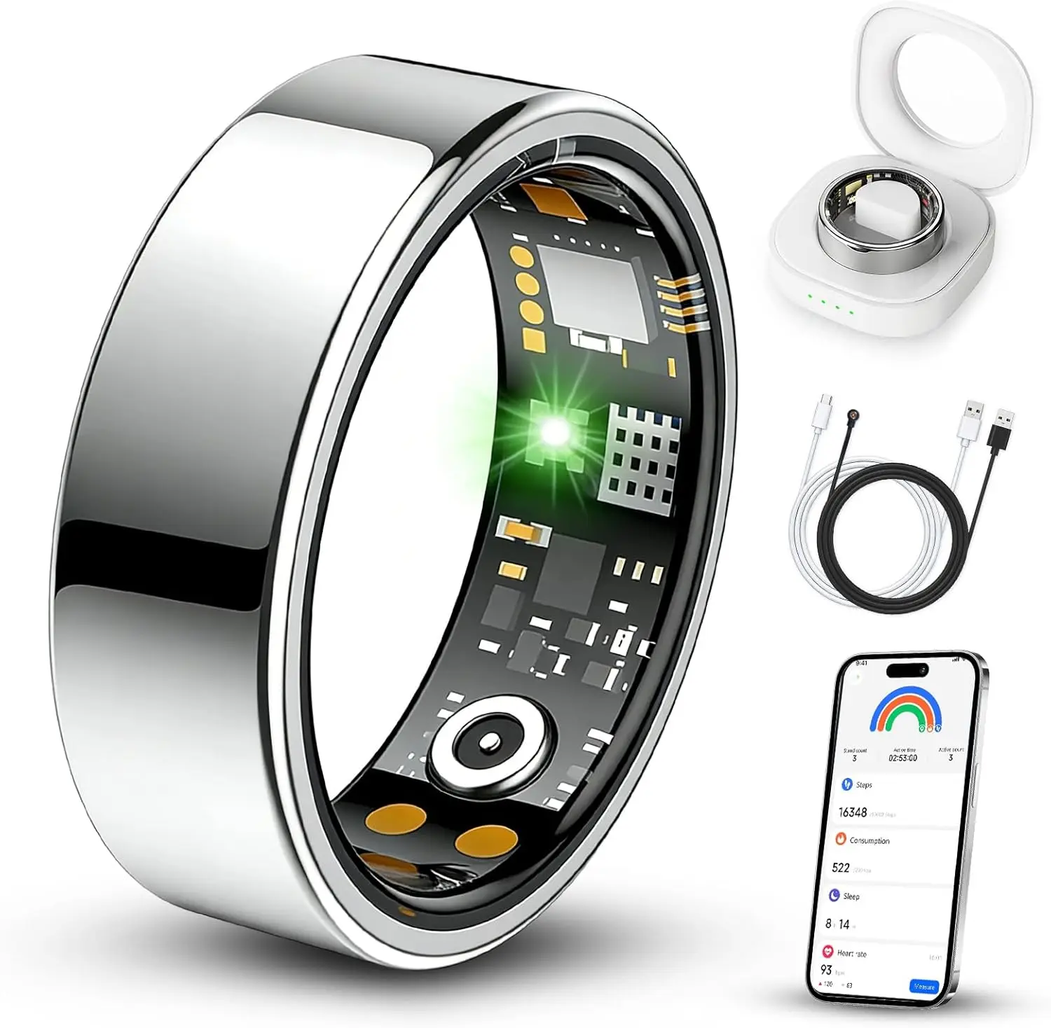 

2026 Upgraded Smart Health Ring for Women Men Fitness Tracker with Heart Rate, Blood Oxygen, Sleep Monitoring, Step Counting