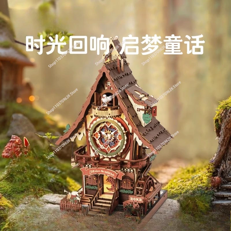 

Cuckoo clock gift DIY handmade creative wooden assembly ornament model
