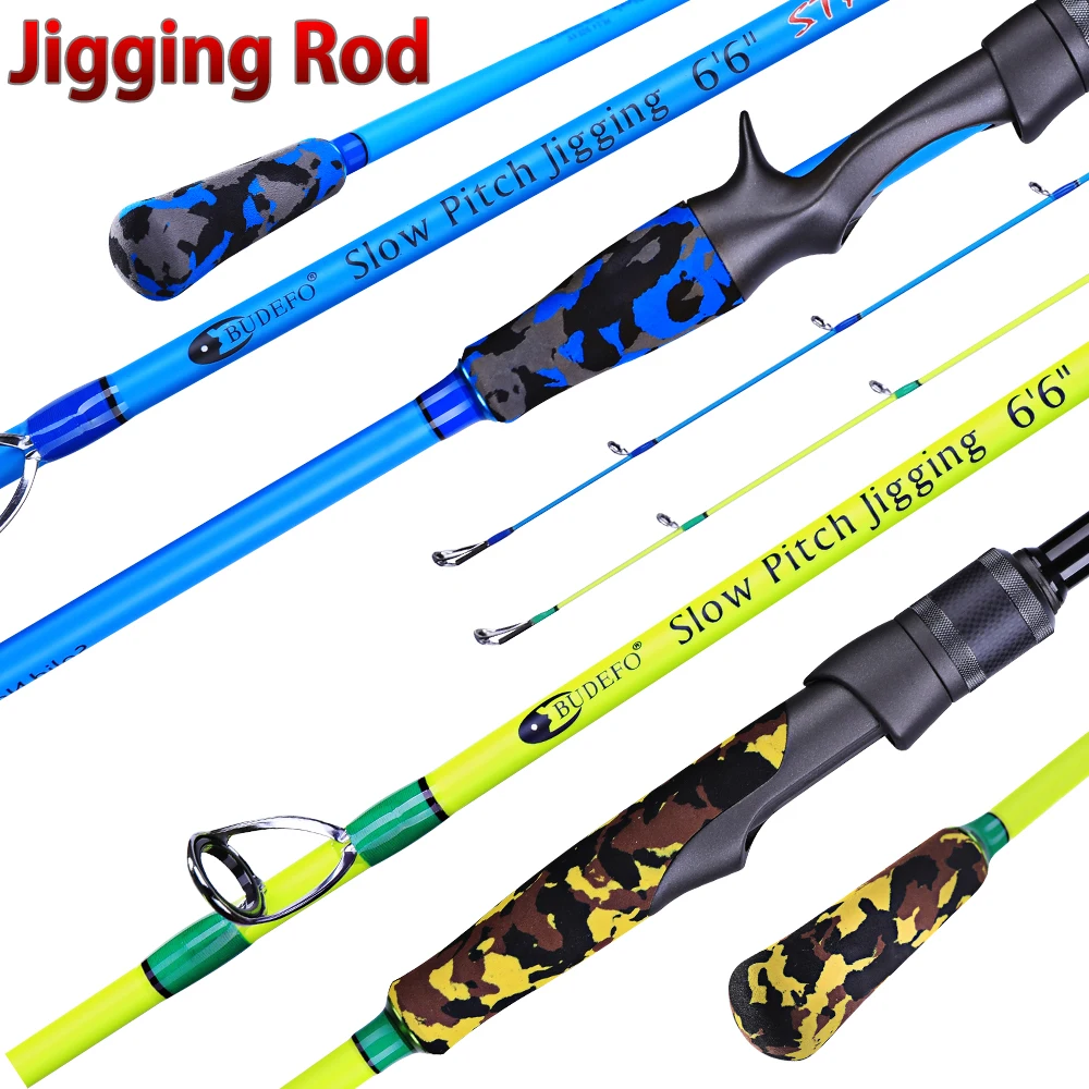 BUDEFO Jigging Rod 1.95M Casting Spinning Fishing Rod Light Micro Shore Saltwater Boating Rod PE1-4 60-250g Power 12-15K