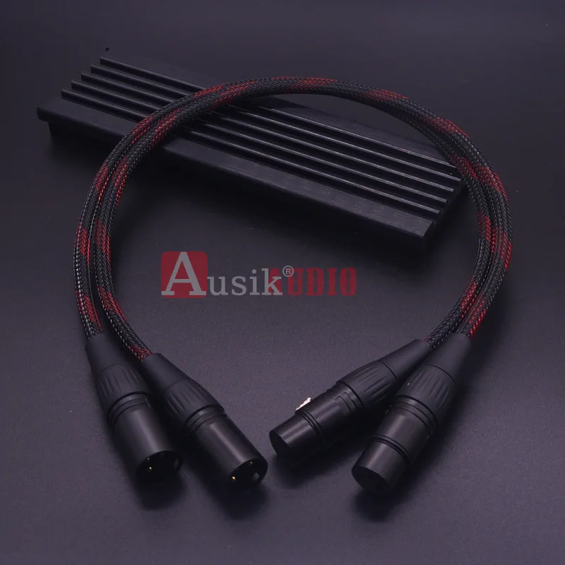 1Pair XLR To XLR ( Male to Female ) 4N OFC Audio Cable  / 0.2m 0.3m 0.5m 1m 1.5m 2m 3m 5m / AUSIK AS035