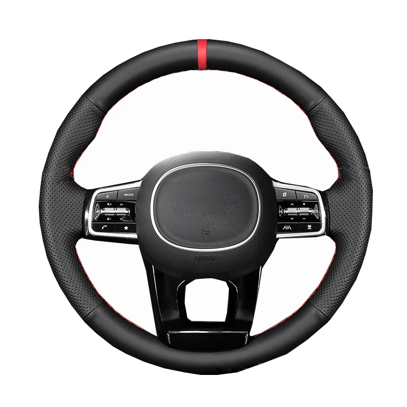 Hand Sewing Auto Car Steering Wheel Cover For Kia Carnival IV 2021 2022 2023 Volant Wrap Braid on Steering-Wheel