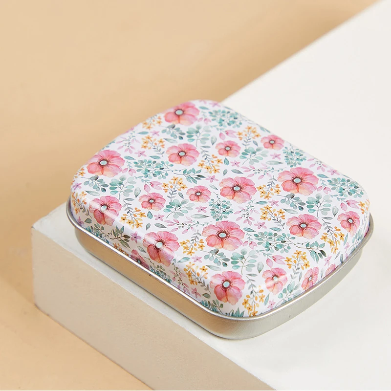 1 pcs Rectangular Flip Iron Box Portable Storage Box Small Metal Box Hinged Tin Box Rectangle Container Empty Tin Box