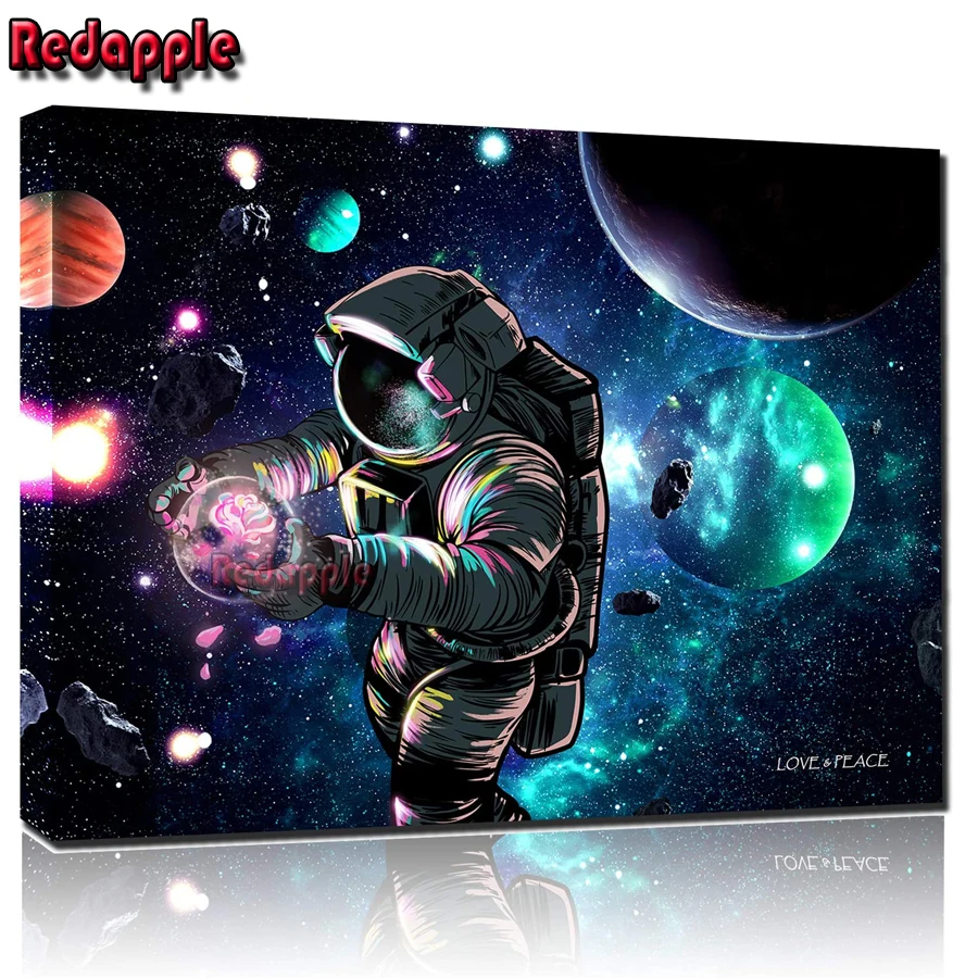 

Astronaut Wall Art, diamond embroidery cross stitch Boys Bedroom Living Room Outer Space diamond painting full square round dril