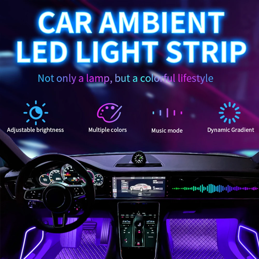 Car Interior Led Strip Lights for Auto RGB Light Kit with APP/Remote Control Environmental Lights Car Interior Decorations Light image 2
