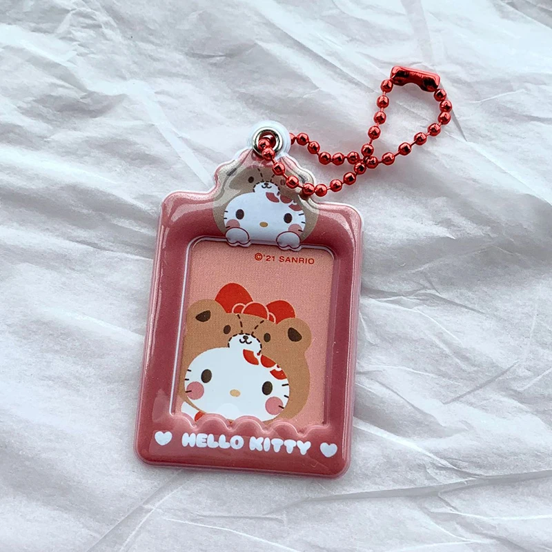 Sanrio Card Holder Hello Kitty Cinnamoroll Kuromi My Melody Photo Card Keychain Kawaii Bag Kpop Style Pendant Student Gift Toys