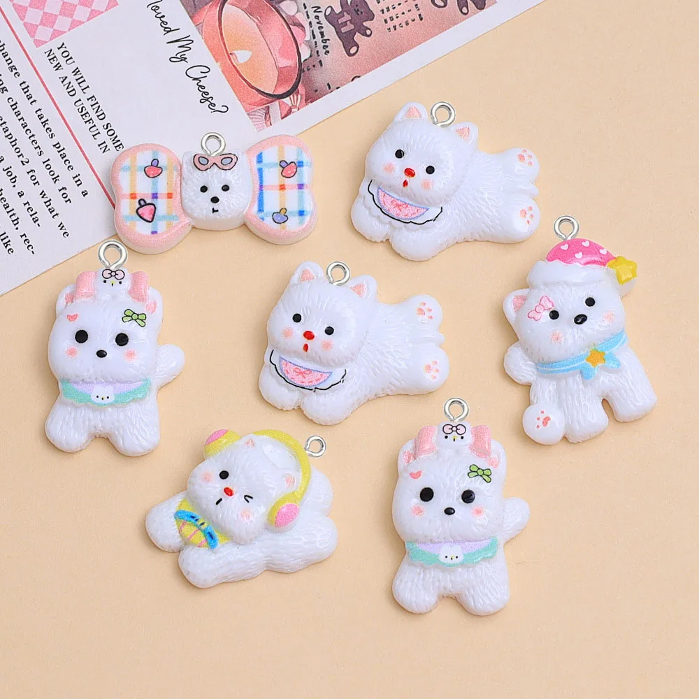 10pcs Cartoon cute puppy resin pendant diy handcrafted jewelry accessories Phone case decoration making for bracelets earrings