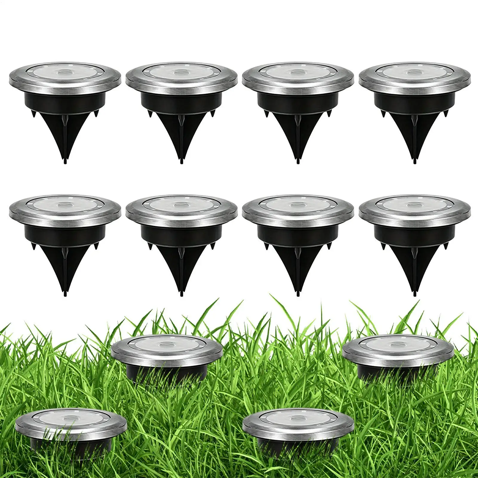 

Solar Ground Lights 8-Piece Auto On Off Bright Solar Garden Lights Outdoor Decor For Lawn Yard Porch Deck Sidewalk Driveway Pool