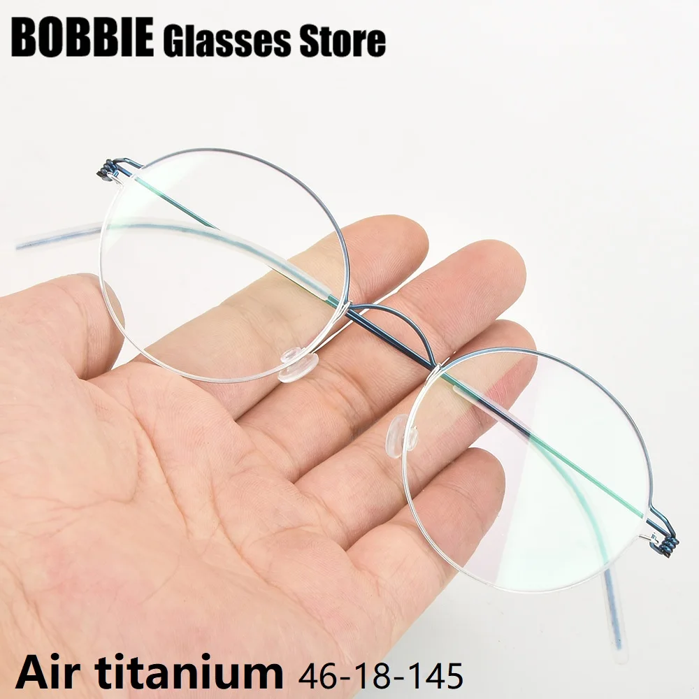 

Fashion Colorful Thin Rim Air Titanium Glasses Frame Little Round Eyeglasses Small Face 46 yard Denmark Brand Style Design