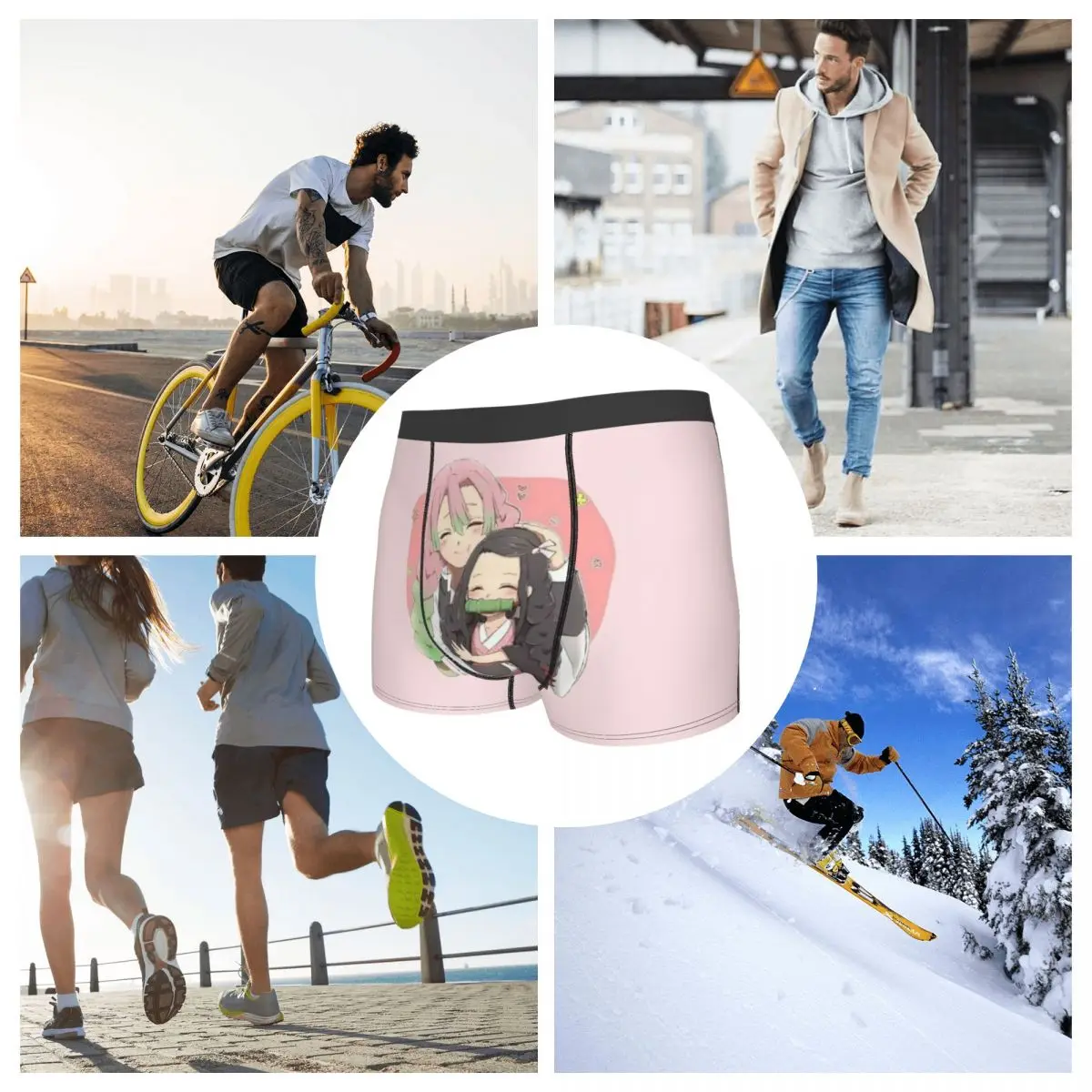 Calzoncillos Boxer, pantalones cortos Mitsuri Kanroji y Iguro Obanai, ropa interior cómoda para hombre, regalos para novio