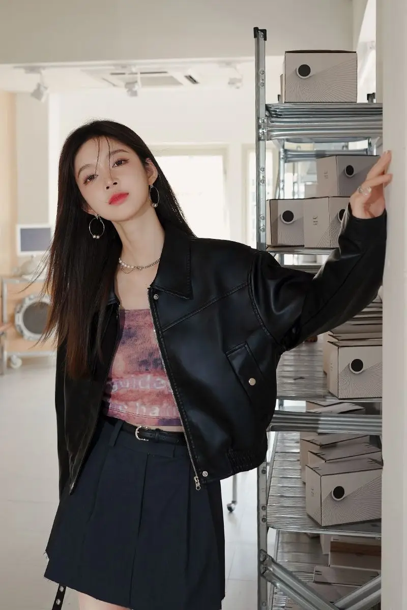 

Женские весенне-осенние куртки 2022, утягивающие классические куртки в ромском стиле с косой французской овечьей шерстью, хаки для девочек, элегантные, в стиле Харадзюку